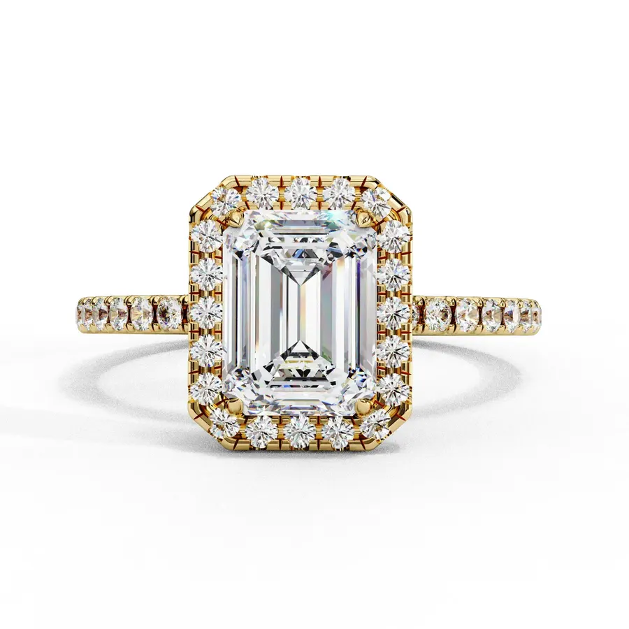Rime Emerald Halo Solitaire Ring, 1.16 ct
