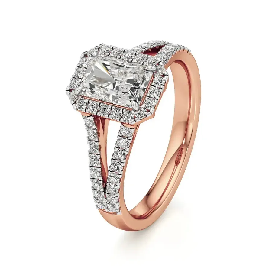 Rime Emerald Halo Solitaire Ring, 1.45 ct