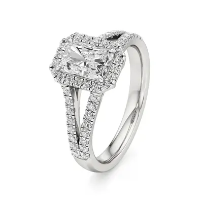 Rime Emerald Halo Solitaire Ring, 1.45 ct