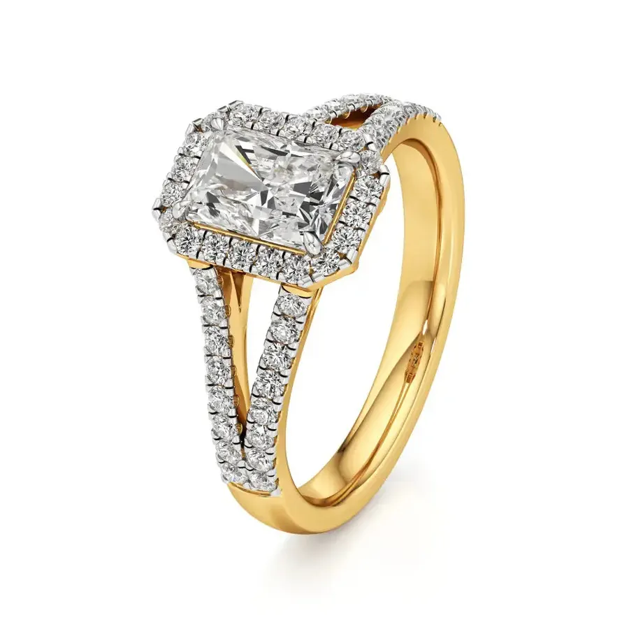 Rime Emerald Halo Solitaire Ring, 1.45 ct