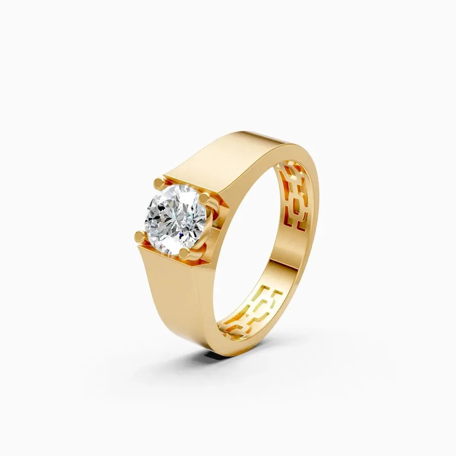 Basalt Men's Solitaire Ring, 1.1 ct