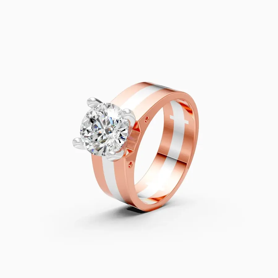Basalt Two-Tone Solitaire Ring, 2.06 ct