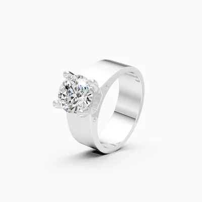 Basalt Two-Tone Solitaire Ring, 2.06 ct