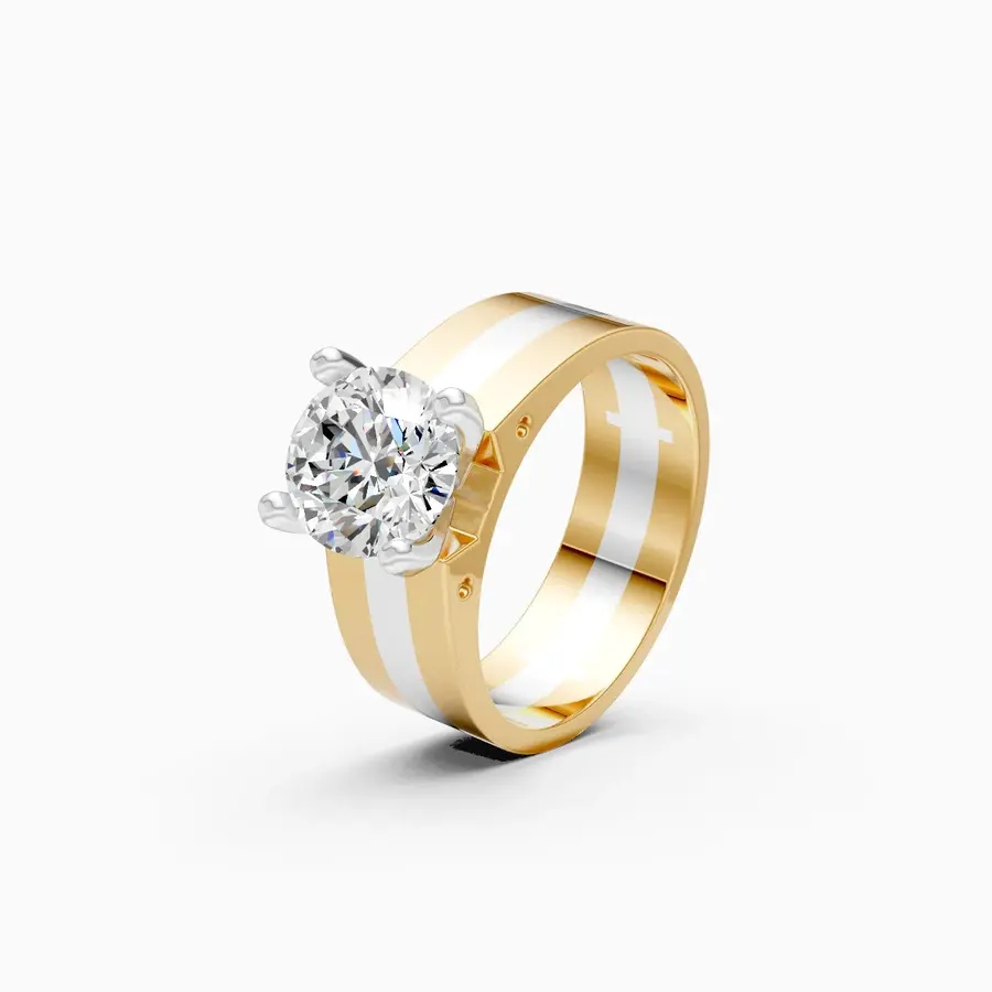 Basalt Two-Tone Solitaire Ring, 2.06 ct