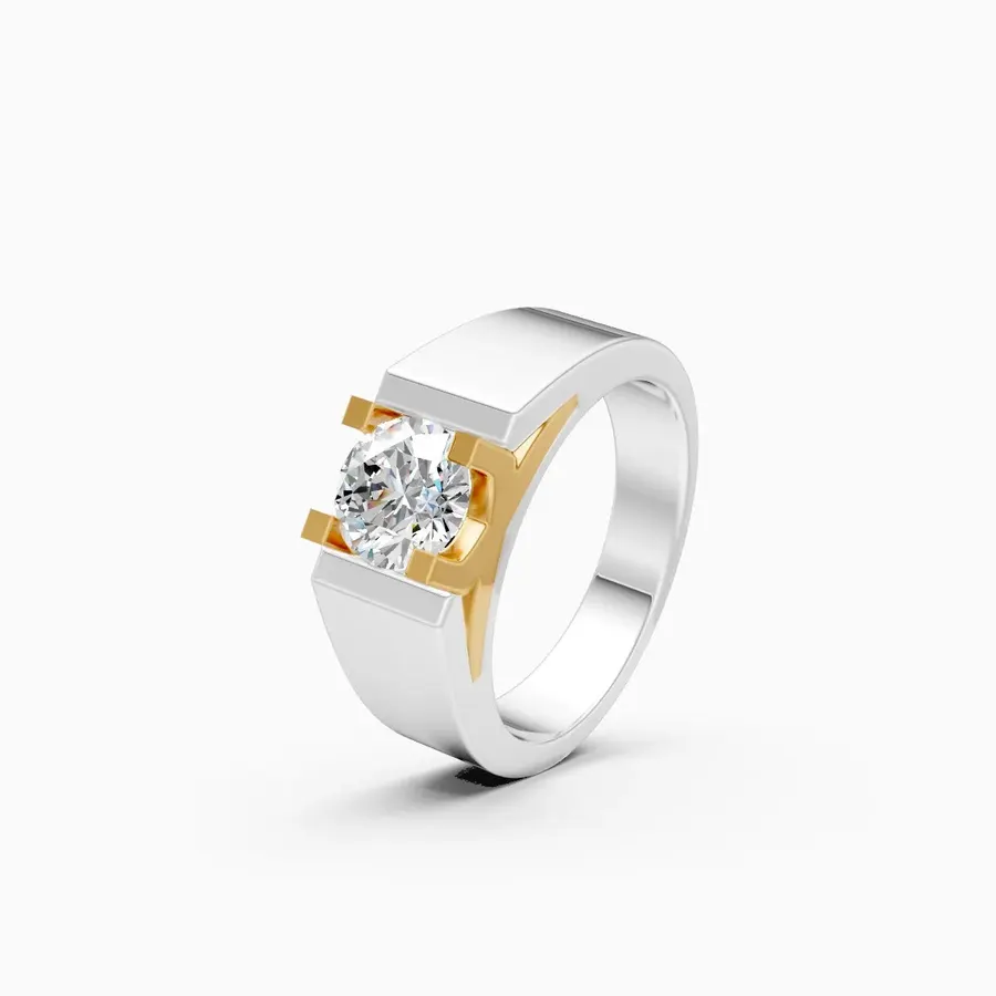 Basalt Two-Tone Solitaire Ring, 1.5 ct