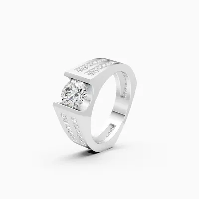 Basalt Men's Solitaire Ring, 1.8 ct
