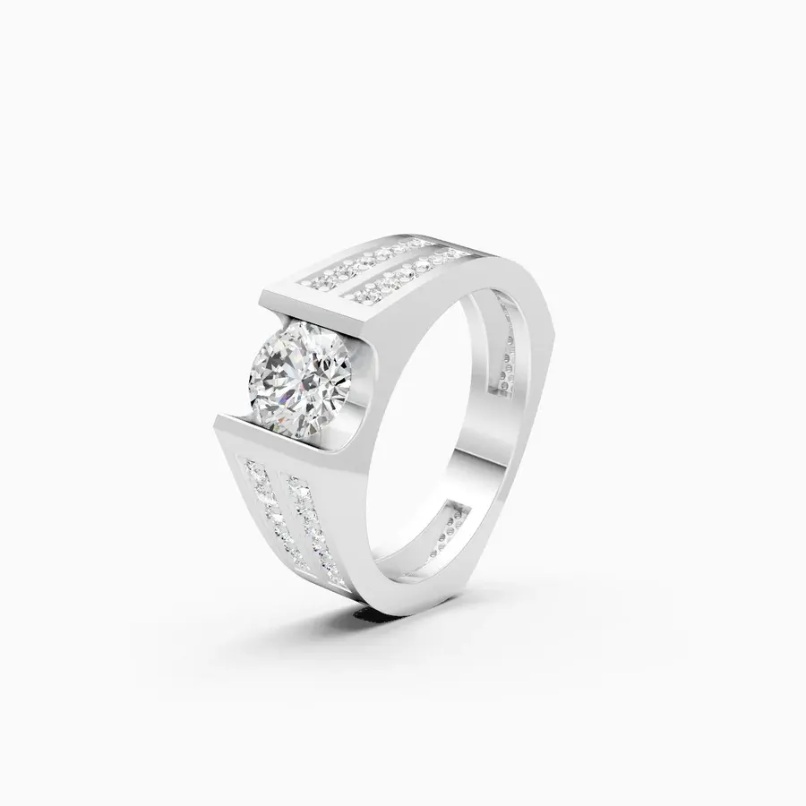 Basalt Men's Solitaire Ring, 1.8 ct