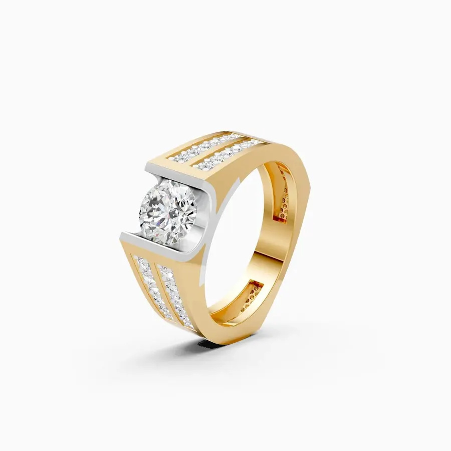Basalt Men's Solitaire Ring, 1.8 ct