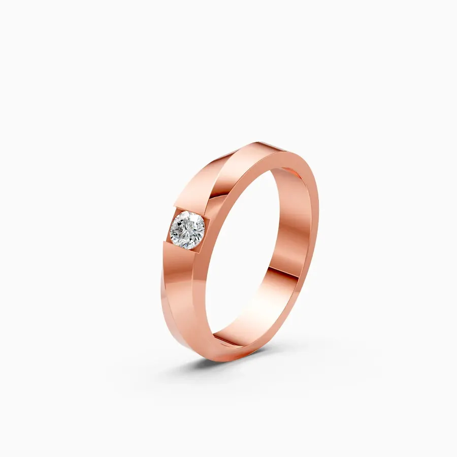 Basalt Flush-Set Solitaire Ring
