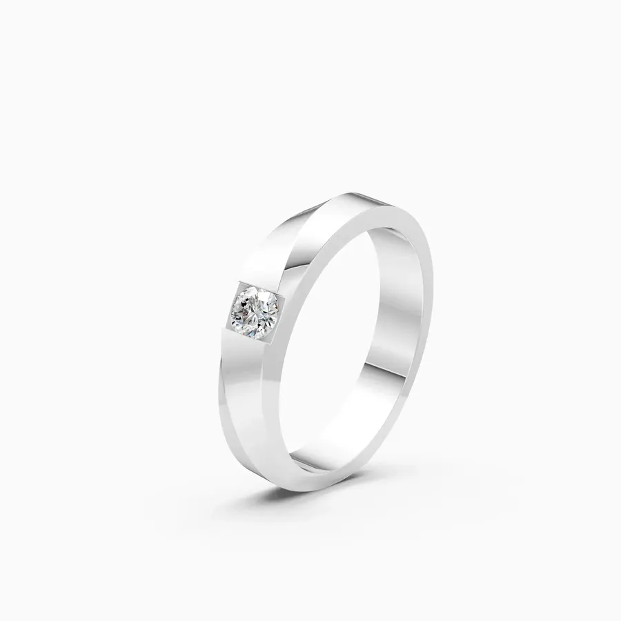 Basalt Flush-Set Solitaire Ring