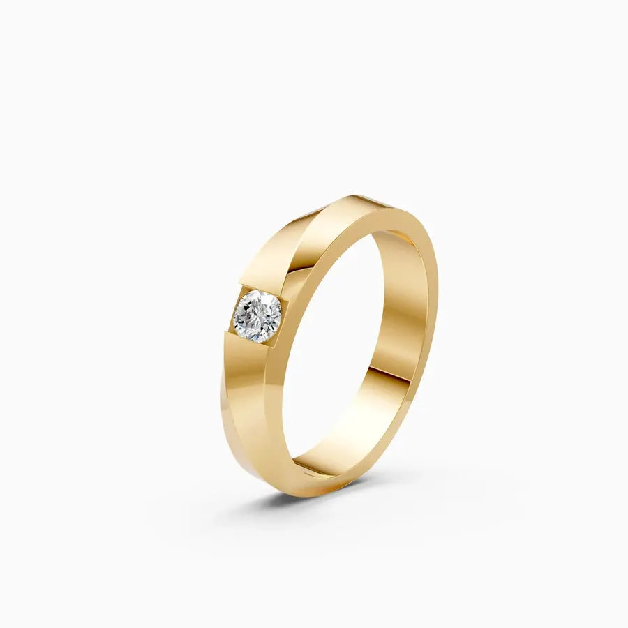 Basalt Flush-Set Solitaire Ring
