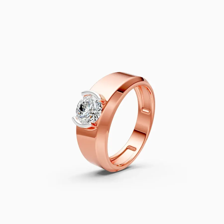 Basalt Men's Solitaire Ring, 1 ct