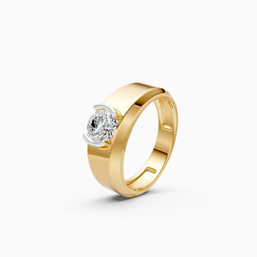 Basalt Men's Solitaire Ring, 1 ct