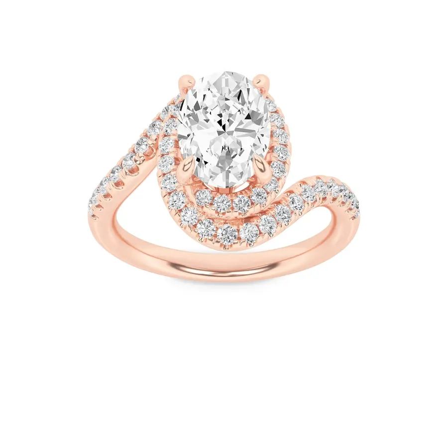 Rime Oval Curved Halo Ring, 1.5 ct