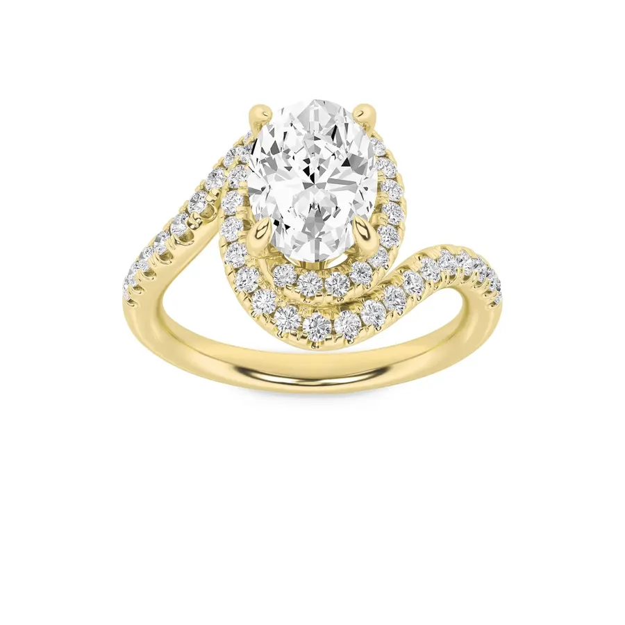 Rime Oval Curved Halo Ring, 1.5 ct