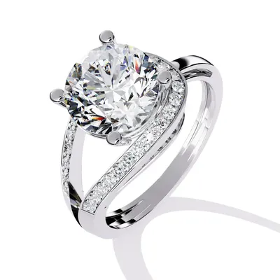 Rime Oval Curved Halo Ring, 2.95 ct