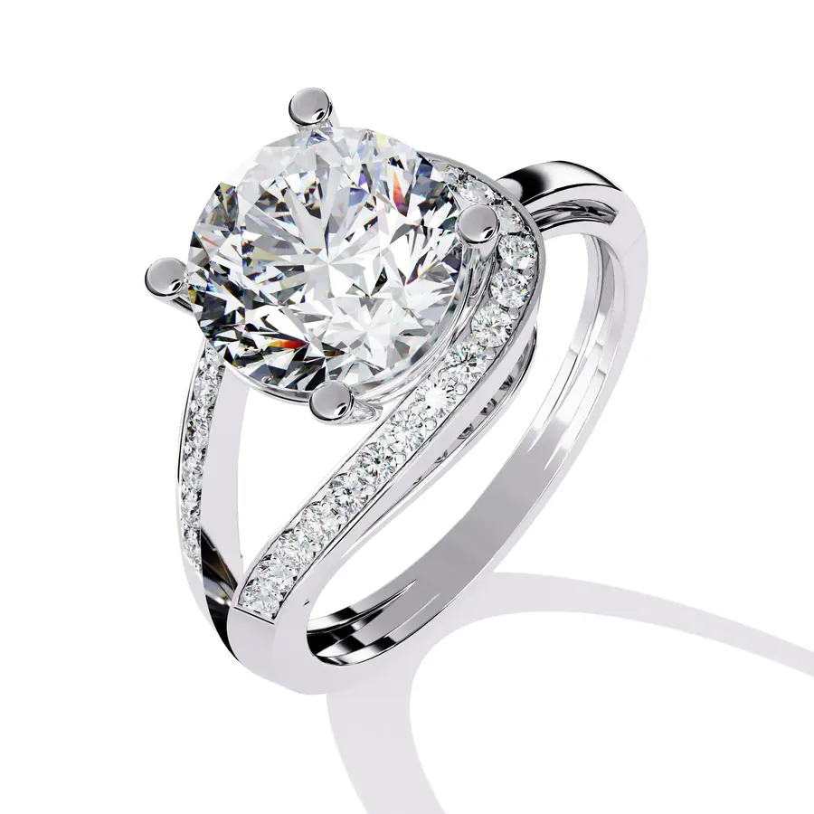 Rime Oval Curved Halo Ring, 2.95 ct