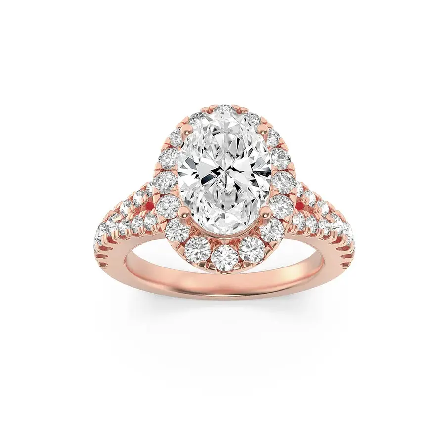 Rime Oval Cluster Halo Ring