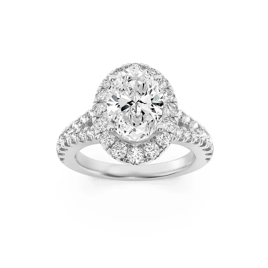 Rime Oval Cluster Halo Ring