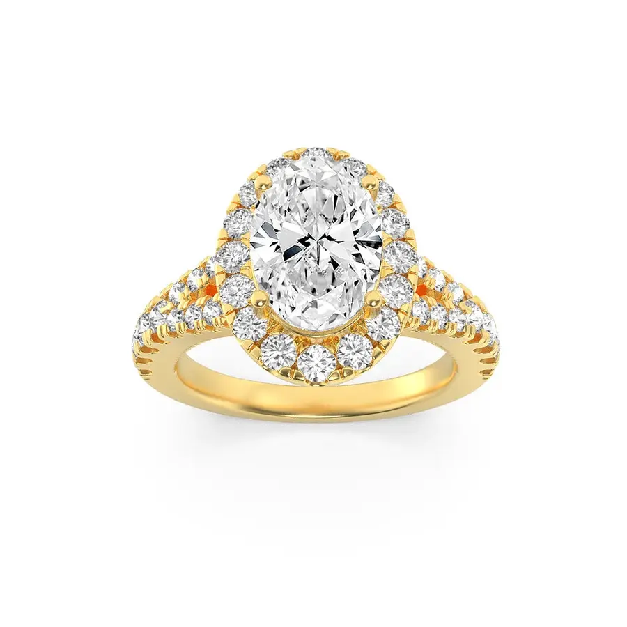 Rime Oval Cluster Halo Ring
