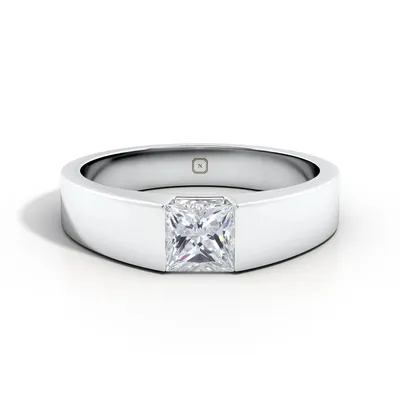 Basalt Princess Men's Solitaire Ring, 0.5 ct