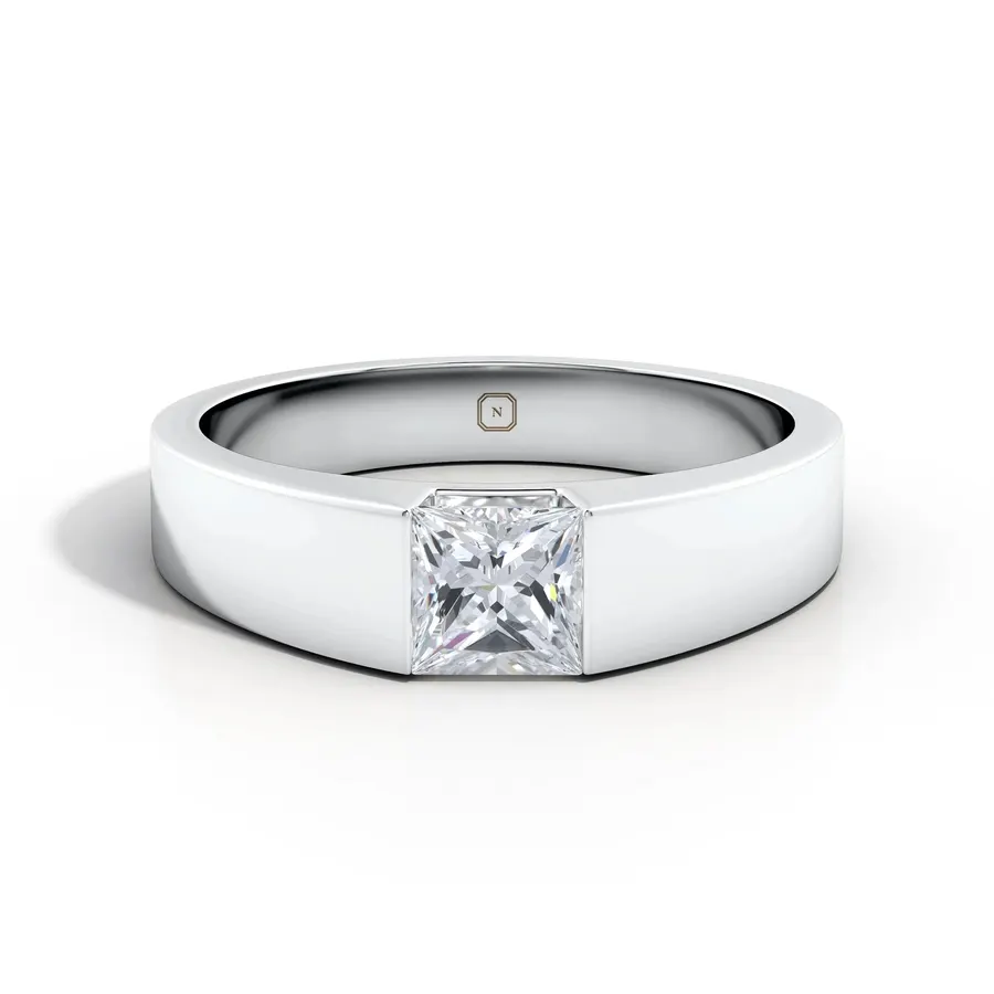 Basalt Princess Men's Solitaire Ring, 0.5 ct