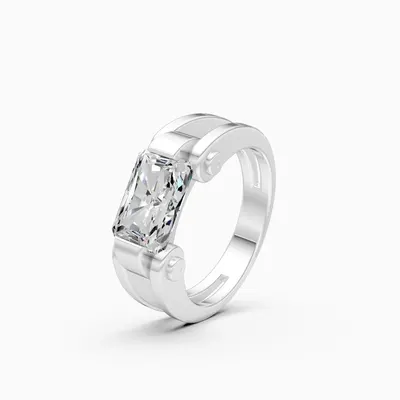 Basalt Radiant Solitaire Ring