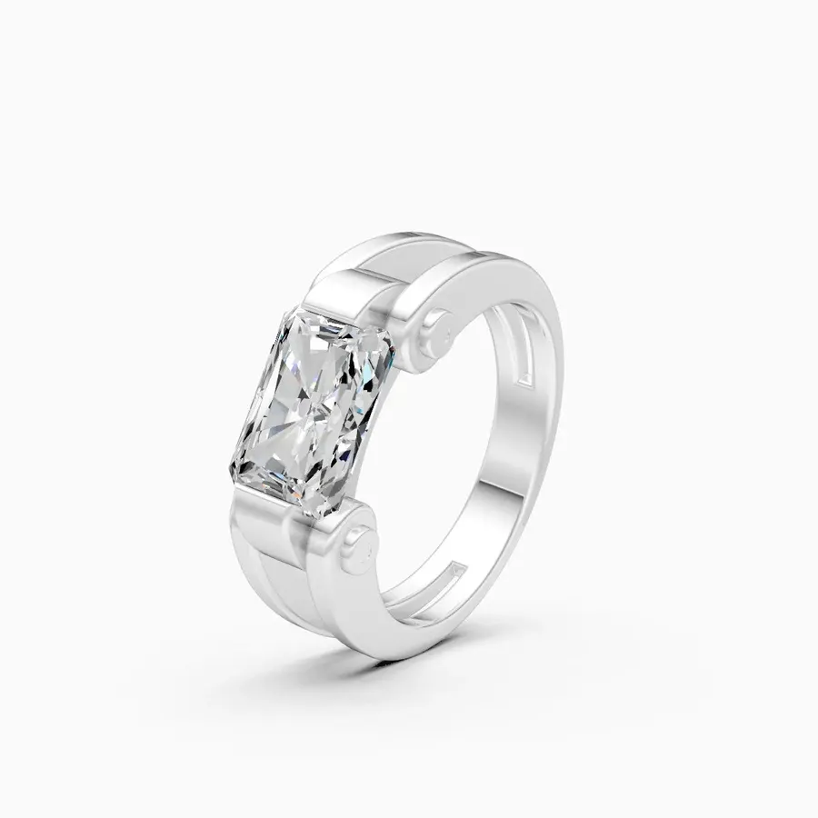 Basalt Radiant Solitaire Ring