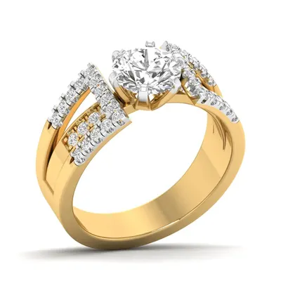 Frazil Round Split Shank Cluster Solitaire Ring