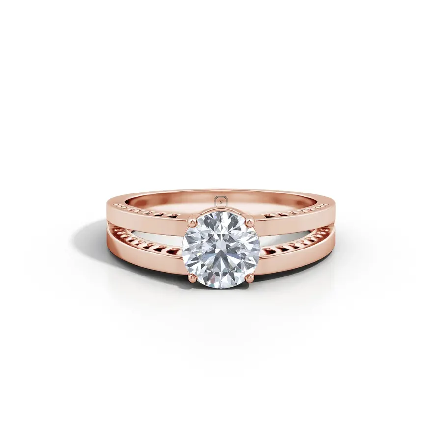 Frazil Round Split Shank Solitaire Ring