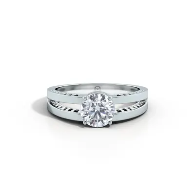 Frazil Round Split Shank Solitaire Ring