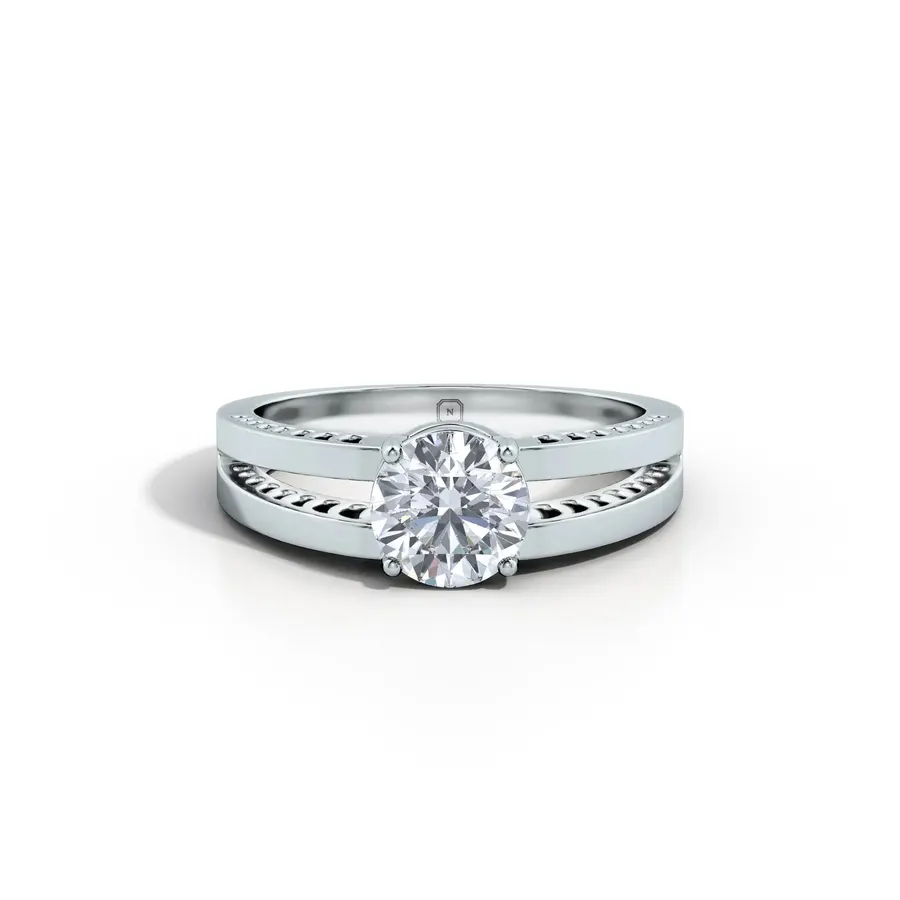 Frazil Round Split Shank Solitaire Ring