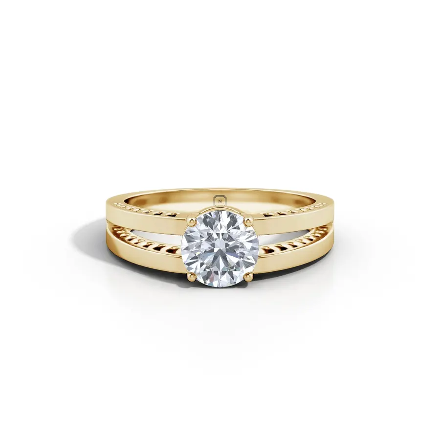 Frazil Round Split Shank Solitaire Ring