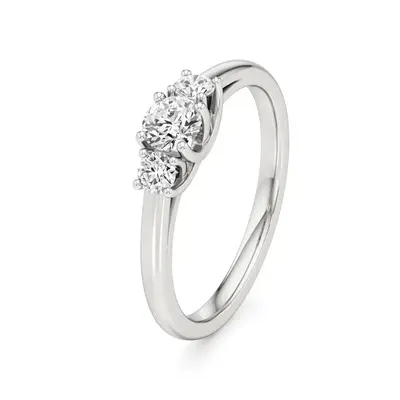 Sundog Round Trilogy Halo Ring, 0.5 ct