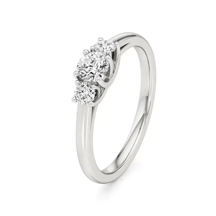 Sundog Round Trilogy Halo Ring, 0.5 ct