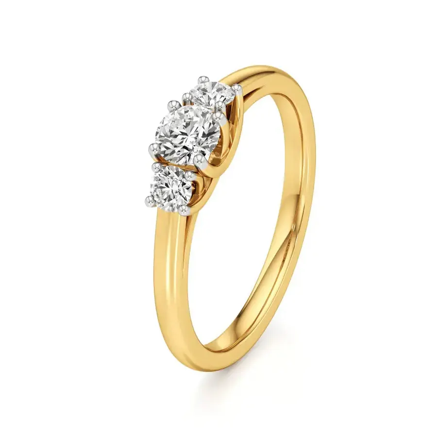 Sundog Round Trilogy Halo Ring, 0.5 ct
