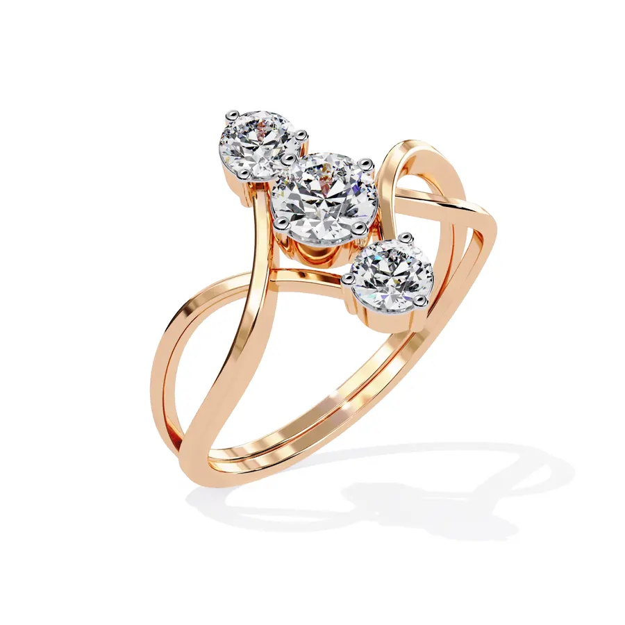 Sundog Round Trilogy Halo Ring, 0.65 ct