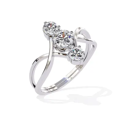 Sundog Round Trilogy Halo Ring, 0.65 ct