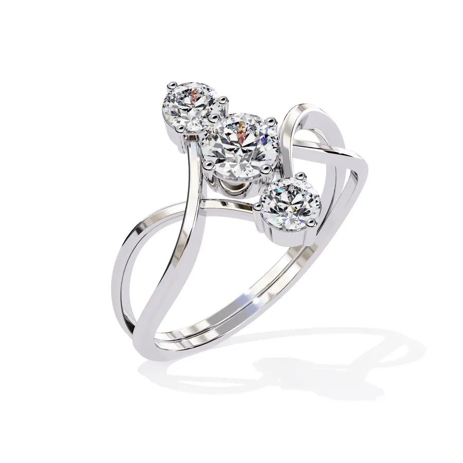 Sundog Round Trilogy Halo Ring, 0.65 ct
