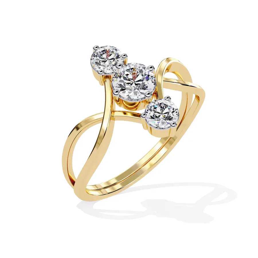 Sundog Round Trilogy Halo Ring, 0.65 ct
