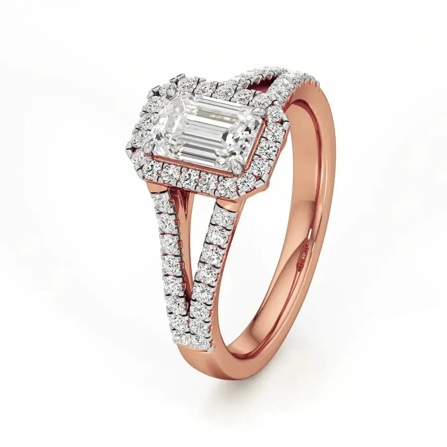 Rime Emerald Cluster Halo Ring