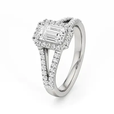 Rime Emerald Cluster Halo Ring