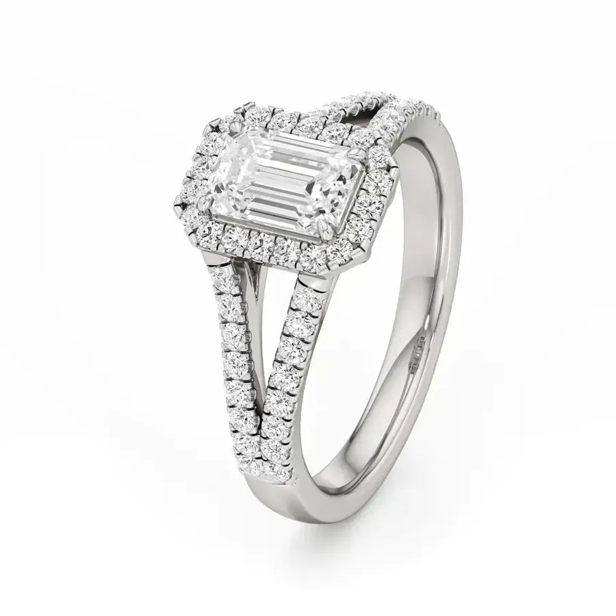 Rime Emerald Cluster Halo Ring