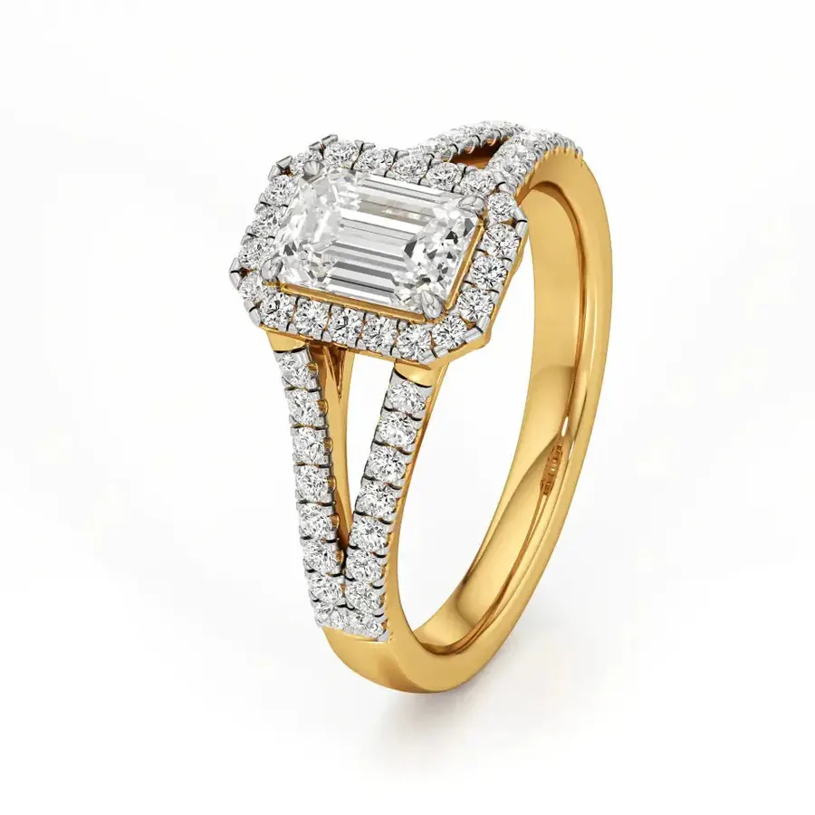 Rime Emerald Cluster Halo Ring