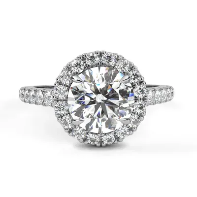 Rime Round Halo Cluster Solitaire Ring, 1.36 ct