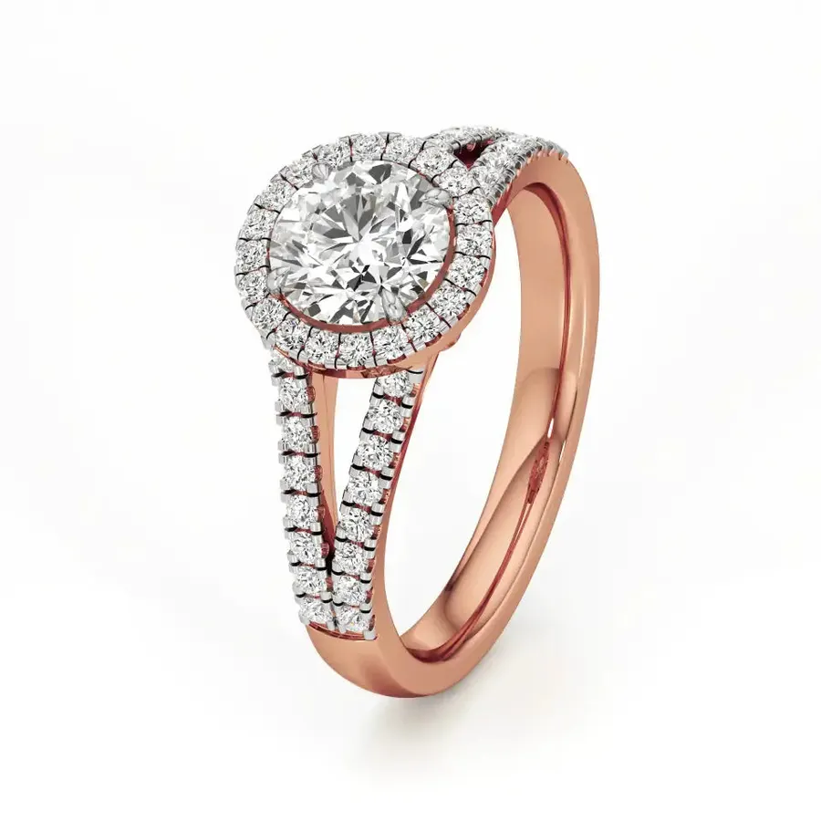Rime Round Halo Cluster Solitaire Ring, 1.4 ct
