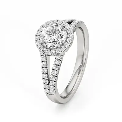 Rime Round Halo Cluster Solitaire Ring, 1.4 ct