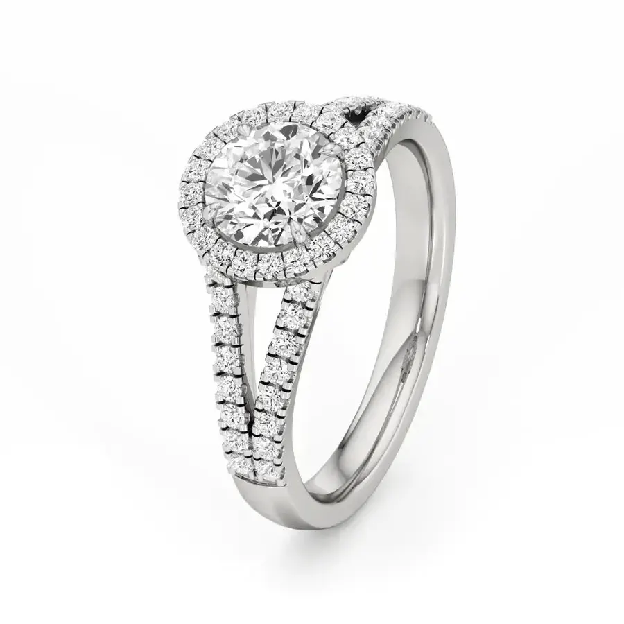 Rime Round Halo Cluster Solitaire Ring, 1.4 ct