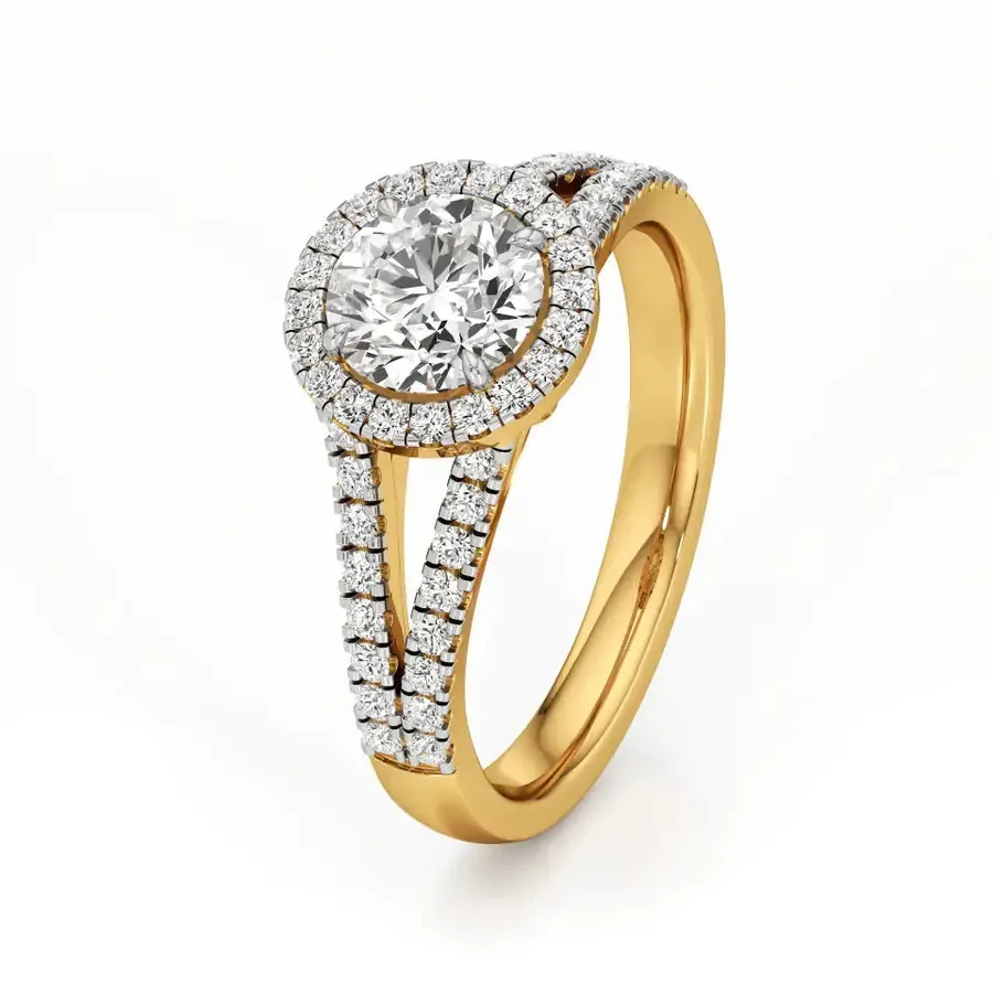 Rime Round Halo Cluster Solitaire Ring, 1.4 ct