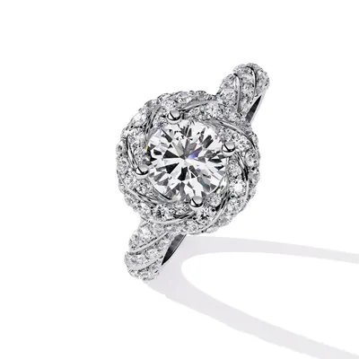 Rime Round Halo Solitaire Ring